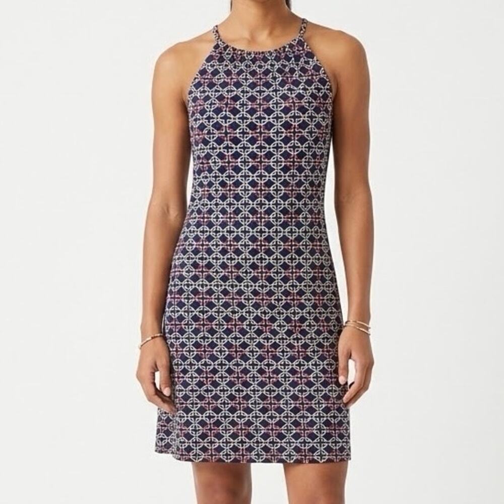 J. McLaughlin Kinsley Dress Navy Equestrian Bit Chain Link Halter Shift Size M